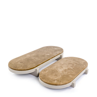 طقم 2 رخام ستاند بقاعدة جلد