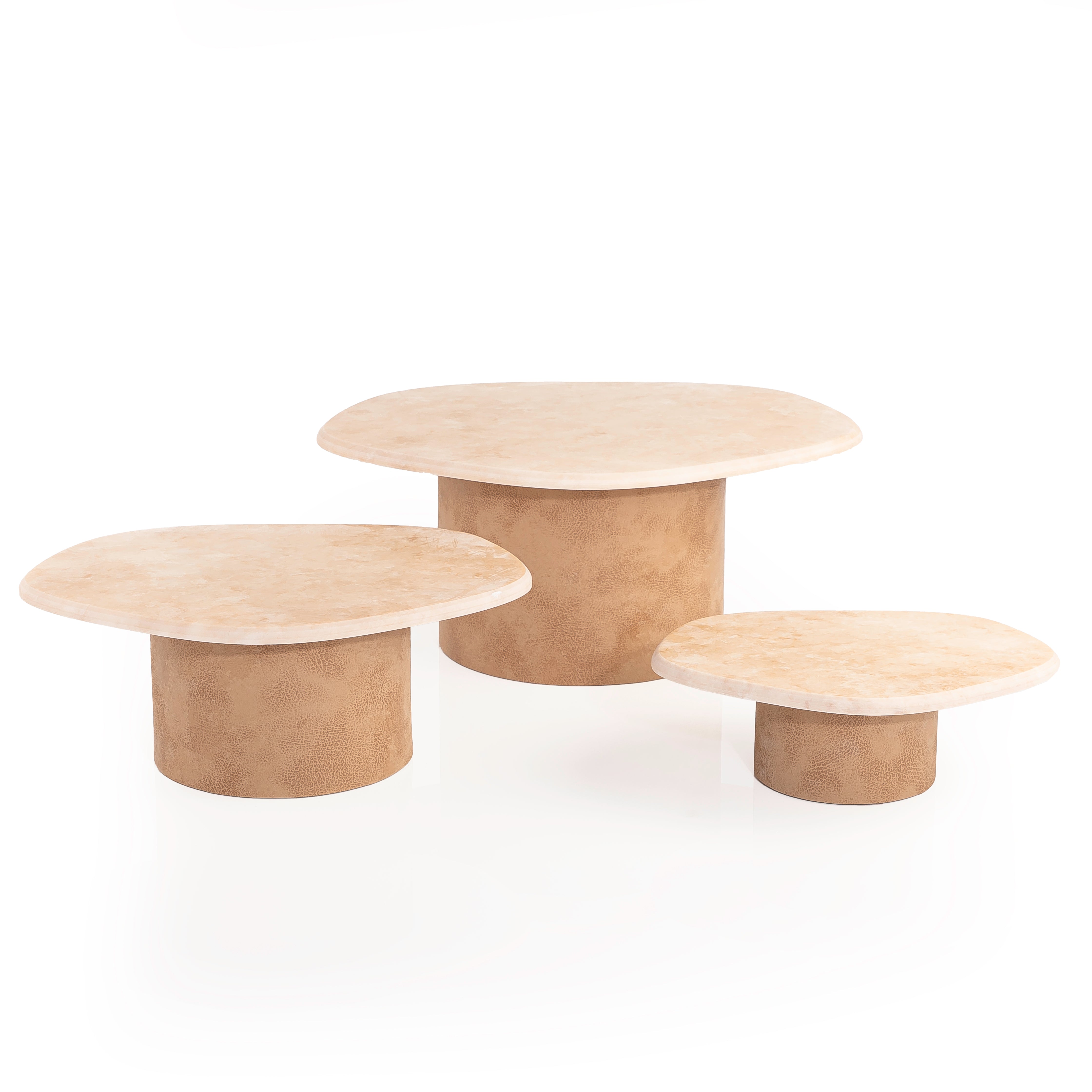 طقم استاند رخام بقاعدة جلدية مزخرفة