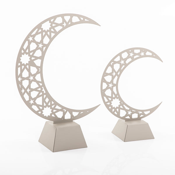 Set Of Crescent-Shaped Metal Stands With Marble Base