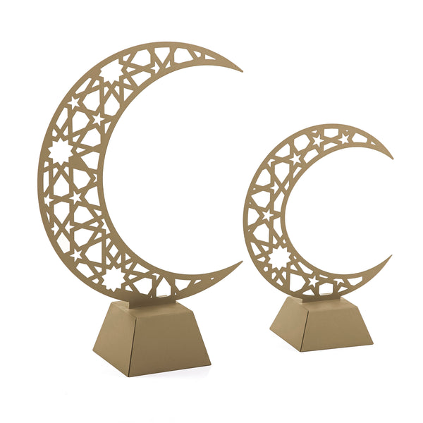 Set Of Crescent-Shaped Metal Stands With Marble Base