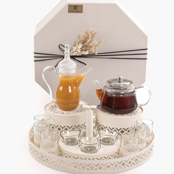 Metal Tray Set with Beverage Warmers and Cups Holder in Box