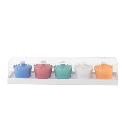 Set of 5 pcs colorful small pottery pot with tray