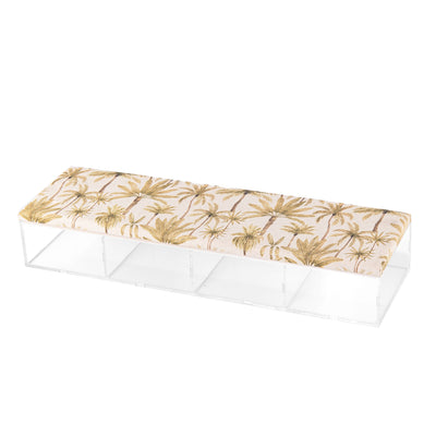 Rectangular Acrylic Box with Compartments and a Decorated Linen Lid - Large