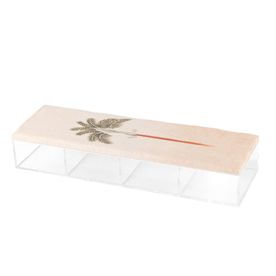 Rectangular Acrylic Box with Compartments and a Decorated Linen Lid - Large