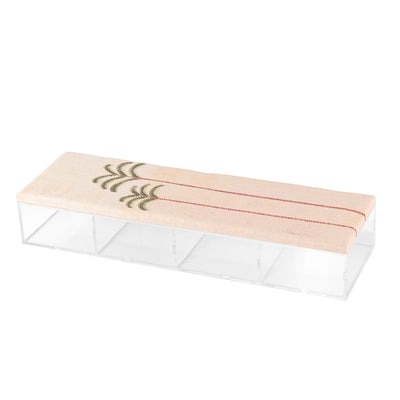 Rectangular Acrylic Box with Compartments and a Decorated Linen Lid - Large