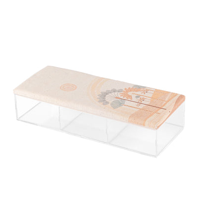 Rectangular Acrylic Box with Compartments and a Decorated Linen Lid - Medium