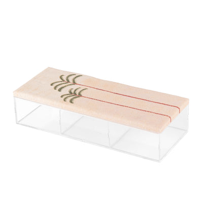 Rectangular Acrylic Box with Compartments and a Decorated Linen Lid - Medium