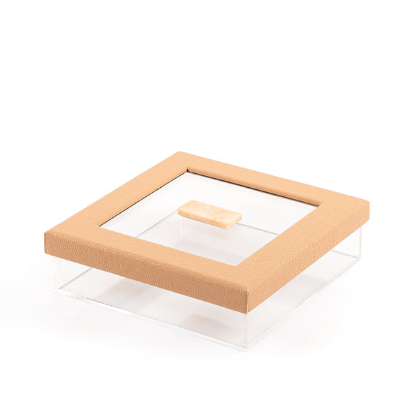 Square Acrylic Box With Leather Lid