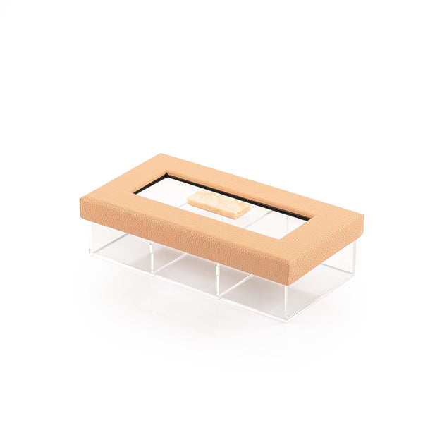 Small Rectangular Acrylic Box With Leather Lid