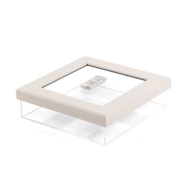 Square Acrylic Box With Leather Lid