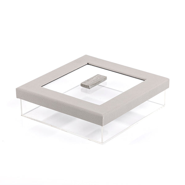 Square Acrylic Box With Leather Lid