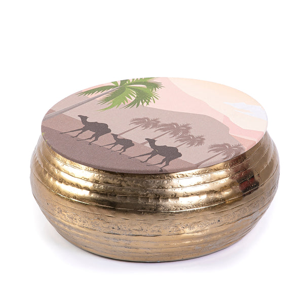 Wide Metal Bowl with Decorative Lid