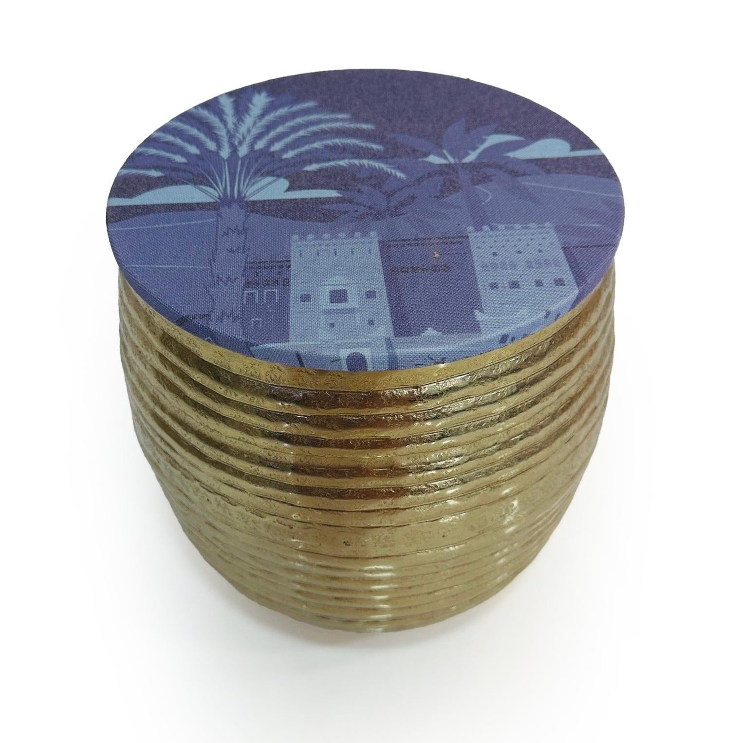 Metal bowl with printed cover