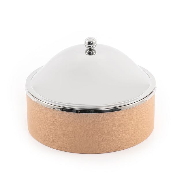 Stainless Steel Food Warmer with Leather Base - Large