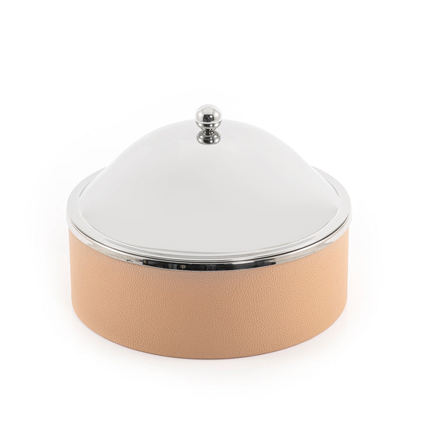 Stainless Steel Food Warmer with Leather Base - Small