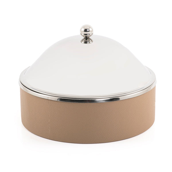 Stainless Steel Food Warmer with Leather Base - Large