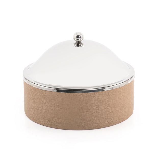 Stainless Steel Food Warmer with Leather Base - Small