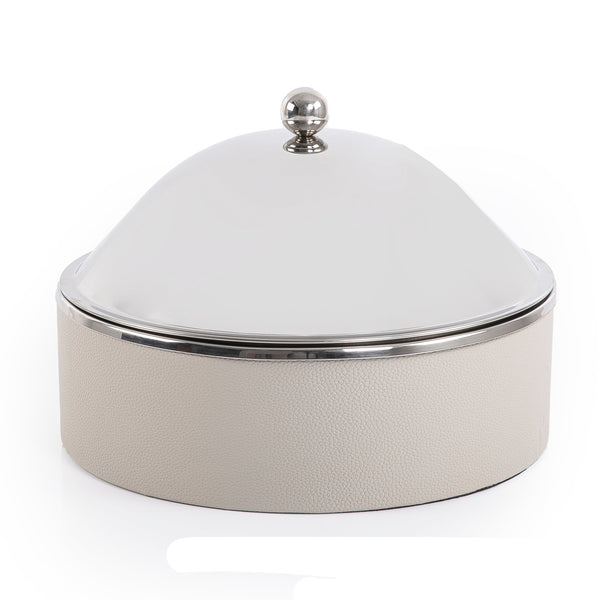 Stainless Steel Food Warmer with Leather Base - Large