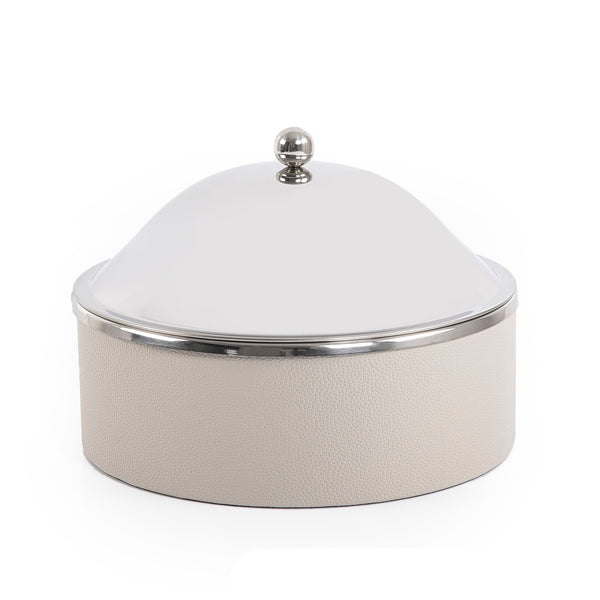 Stainless Steel Food Warmer with Leather Base - Small