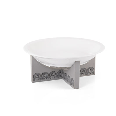 Dark Grey Leather Stand with Ceramic Plate