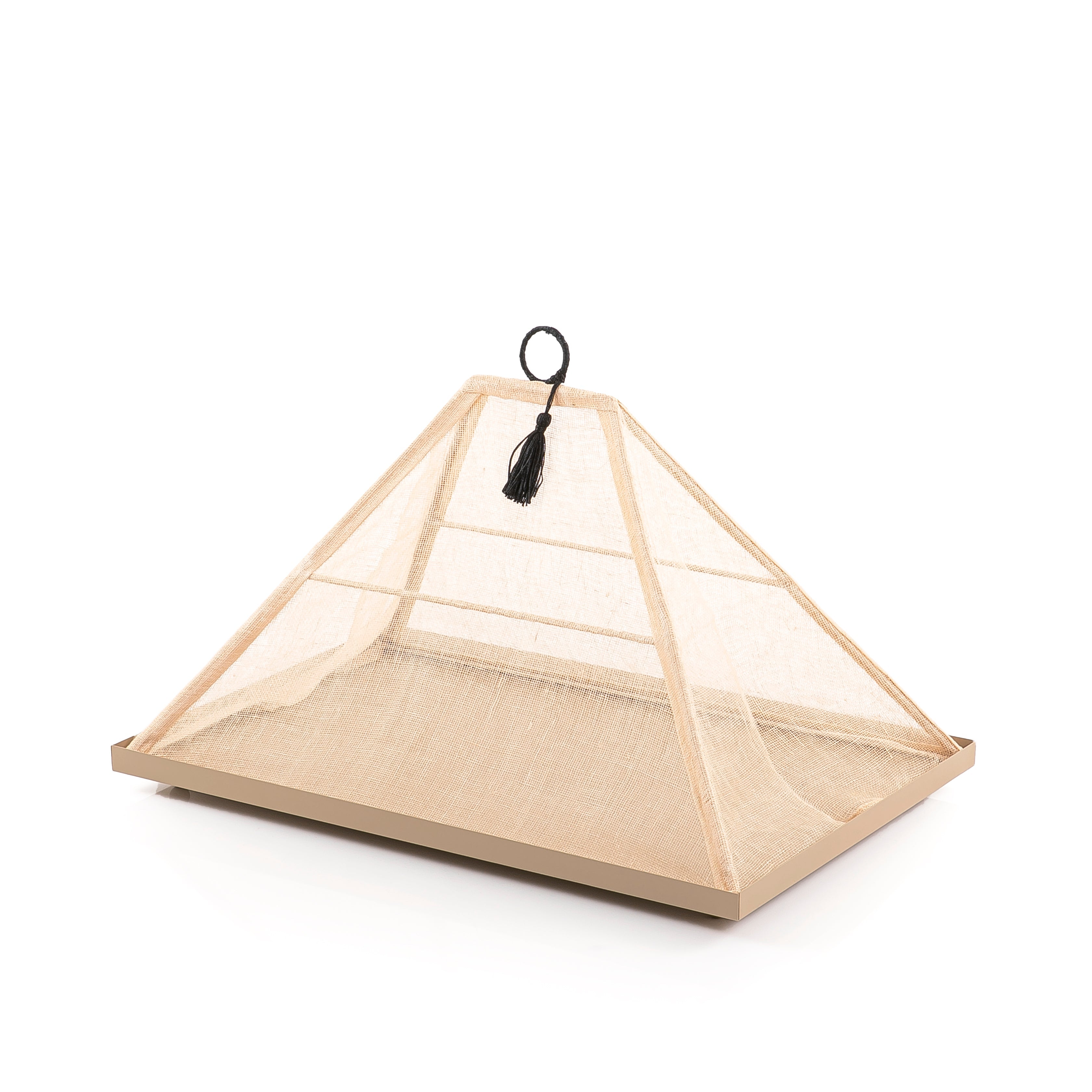 Metal Tray with Linen Pyramid Cover - Large