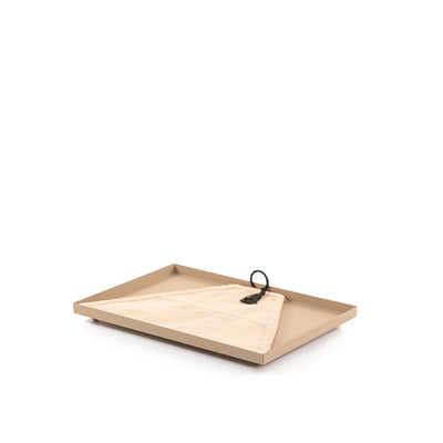 صينية معدنية بغطاء لينن هرمي حجم صغير