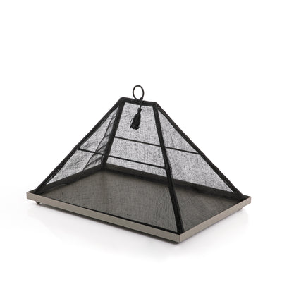 Medium Rectangular Metal Tray with pyramid Linen Cover