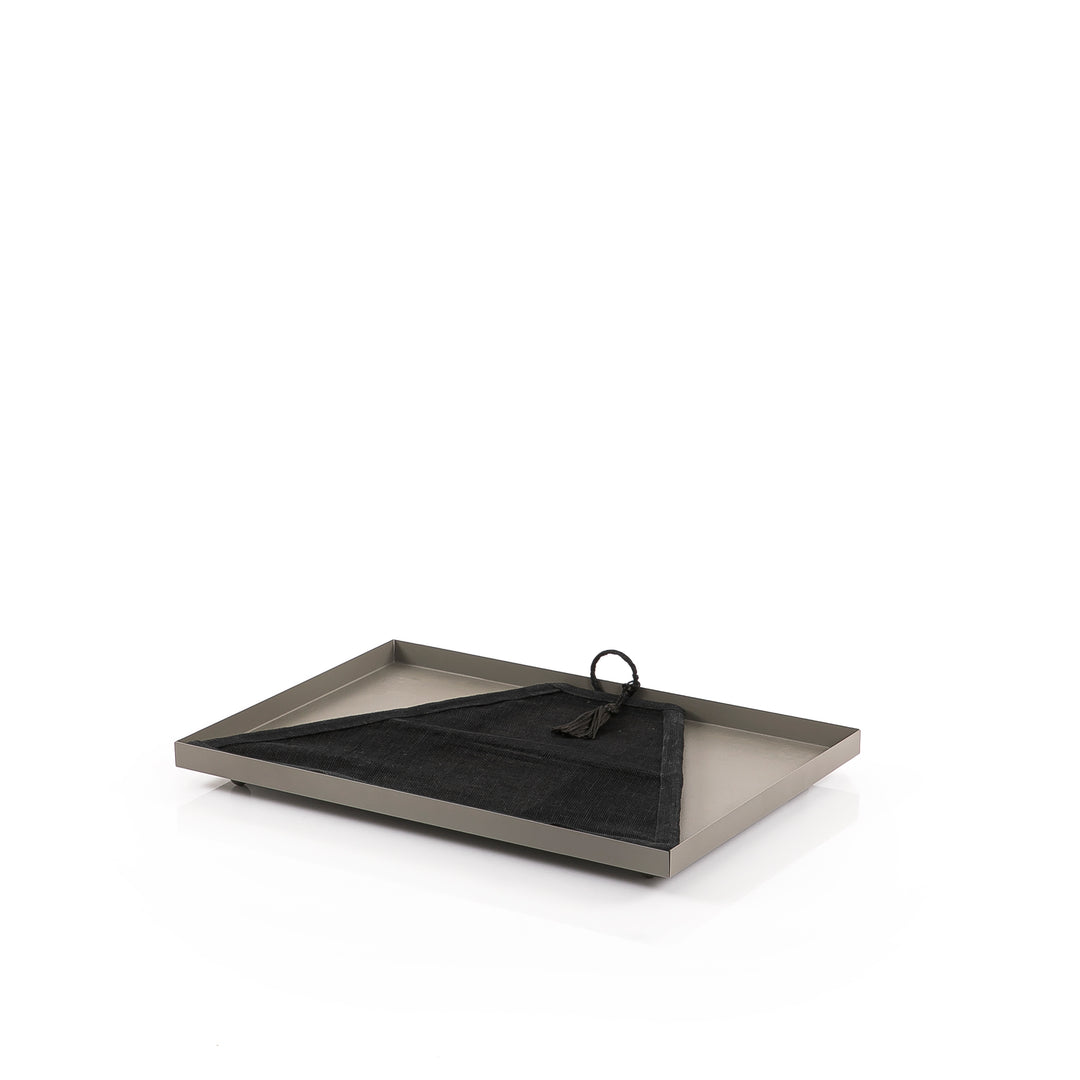 Small Metal Tray With Pyramid Linen Cover