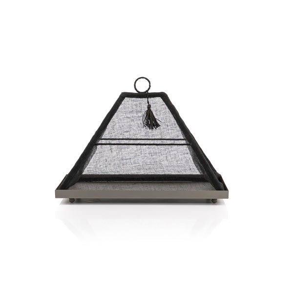 Small Metal Tray with Pyramid Linen Cover