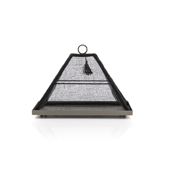 Small Metal Tray With Pyramid Linen Cover