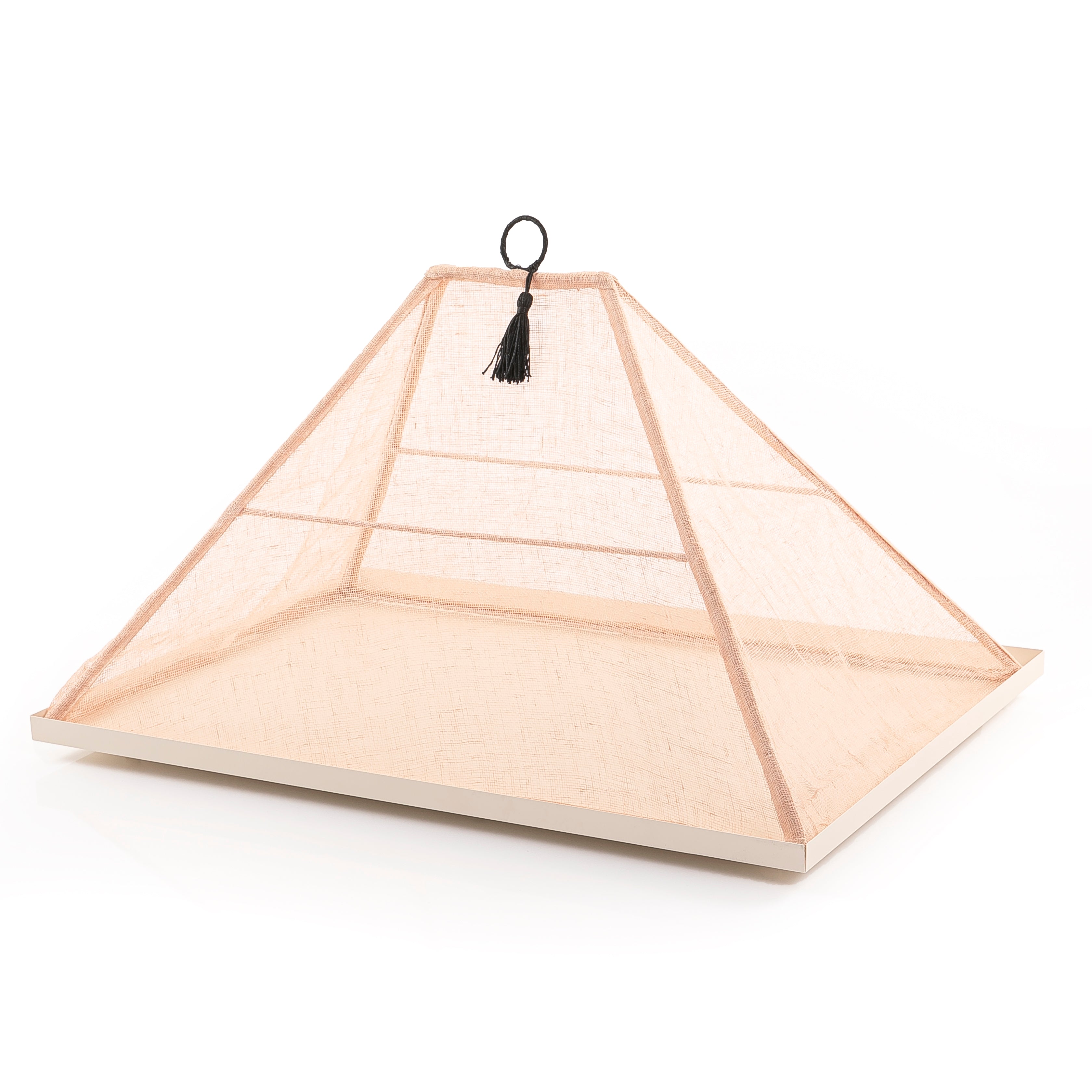 Metal Tray with Linen Pyramid Cover - Large