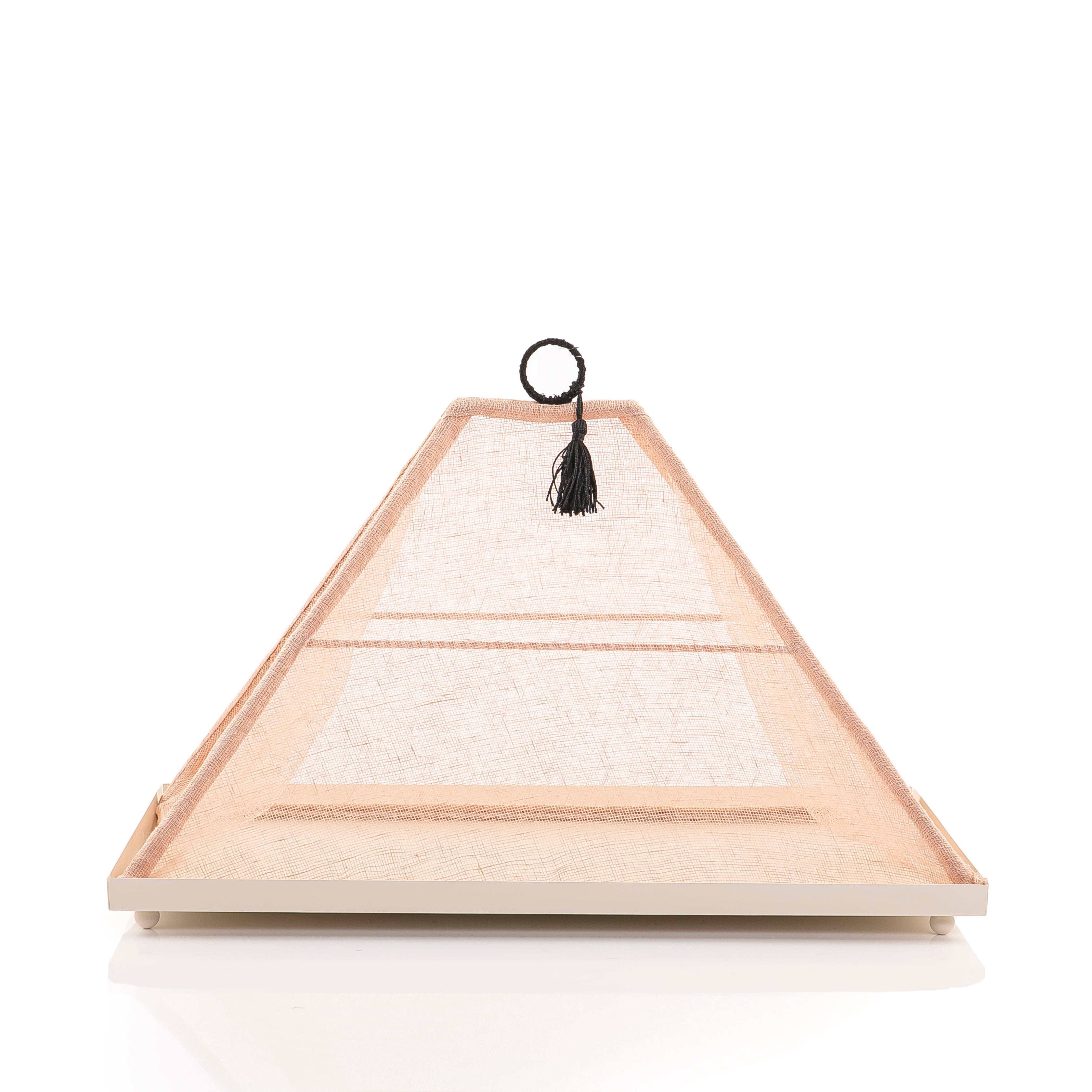 Medium Rectangular Metal Tray with pyramid Linen Cover