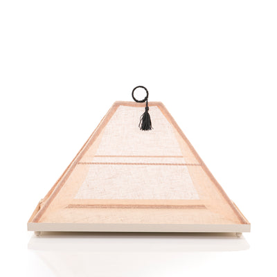 Medium Rectangular Metal Tray with pyramid Linen Cover