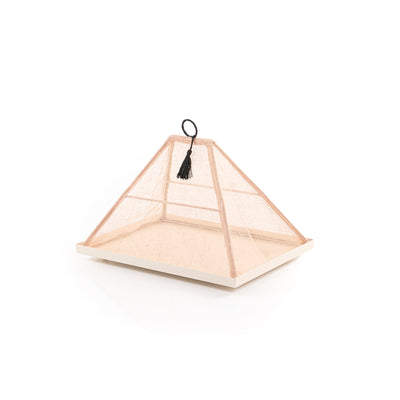 صينية معدنية بغطاء لينن هرمي حجم صغير