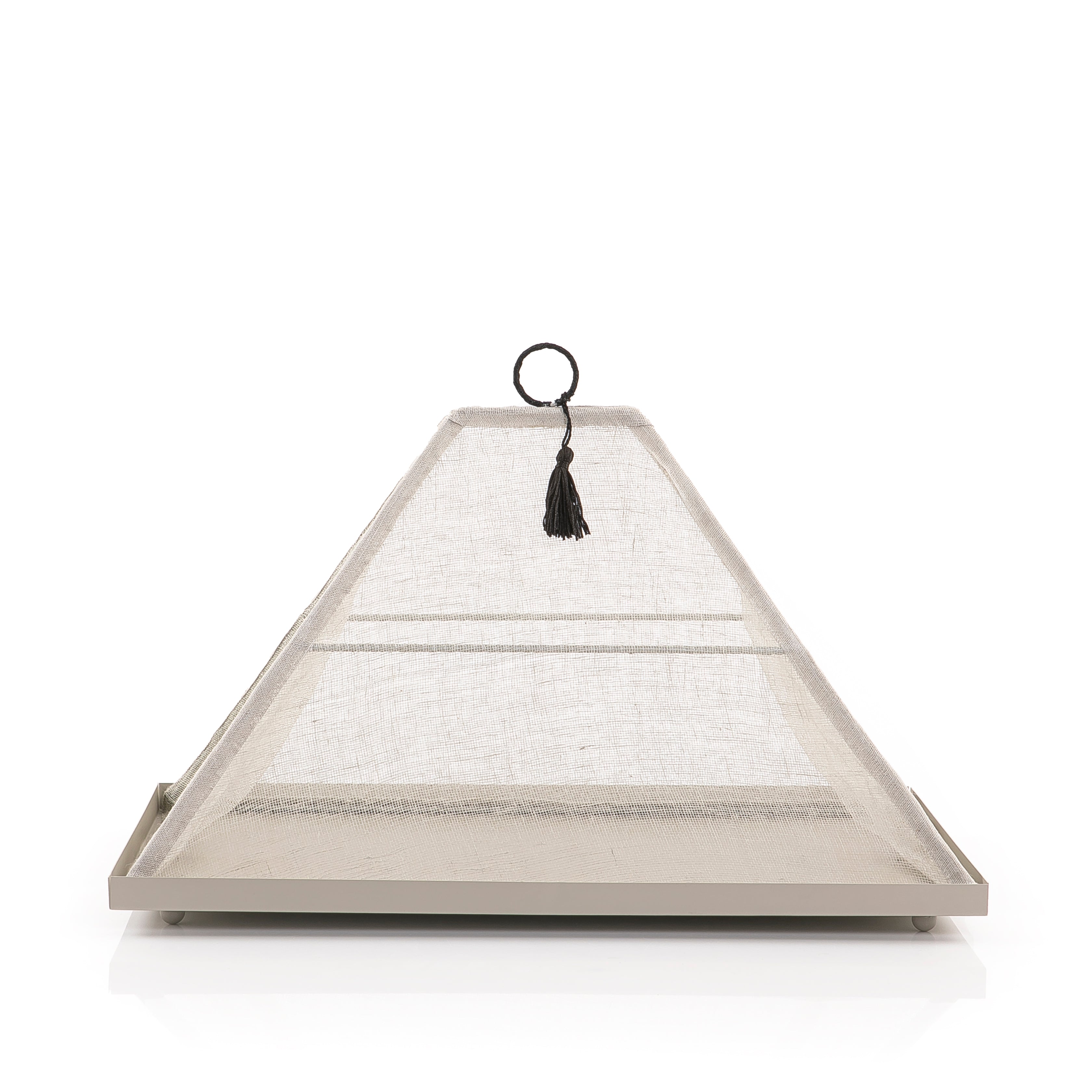 Medium Rectangular Metal Tray with pyramid Linen Cover