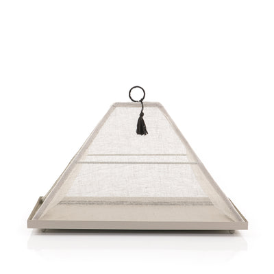 Medium Rectangular Metal Tray with pyramid Linen Cover