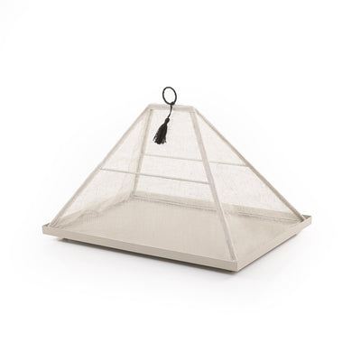 Medium Rectangular Metal Tray with pyramid Linen Cover