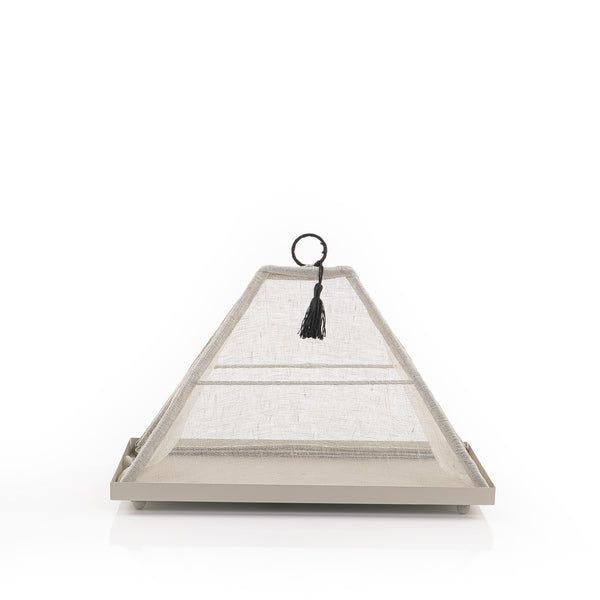 Small Metal Tray with Pyramid Linen Cover