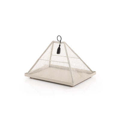 صينية معدنية بغطاء رتان قابل للطي (صغير)