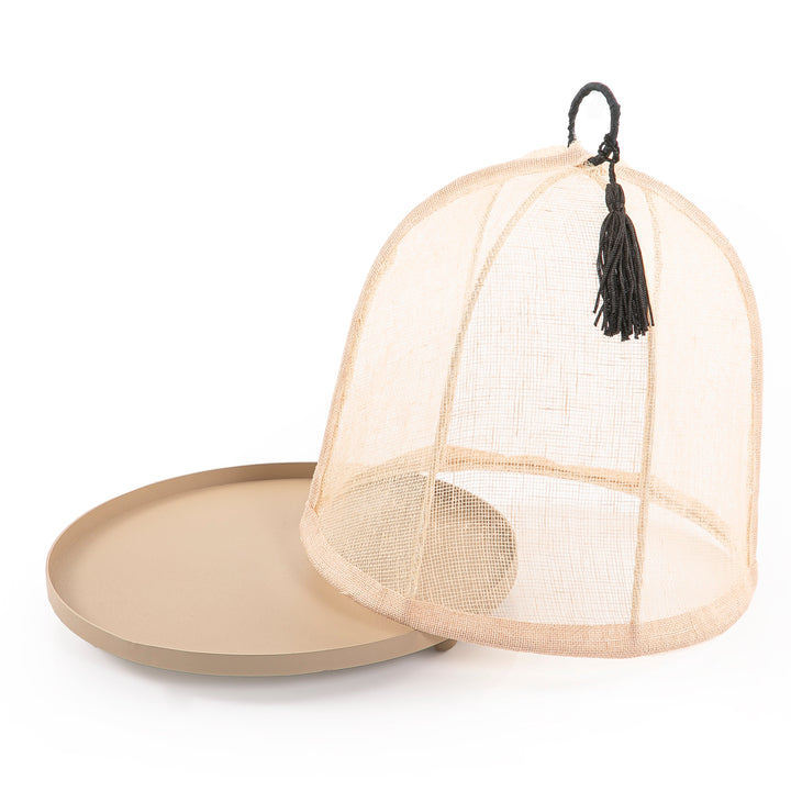 Oval Metal Tray With Linen Cover