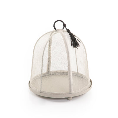 Round Metal Tray with Oval Linen Cover