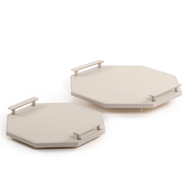 Set Of 2 Hexagonal Leather Tray