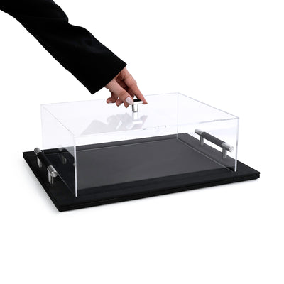 Leather Serving Tray Set with Acrylic Cover