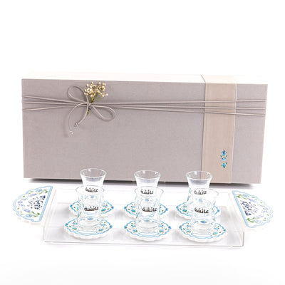 Patterned Acrylic Box with Tea and Coffee Cups in Gift Box - Large