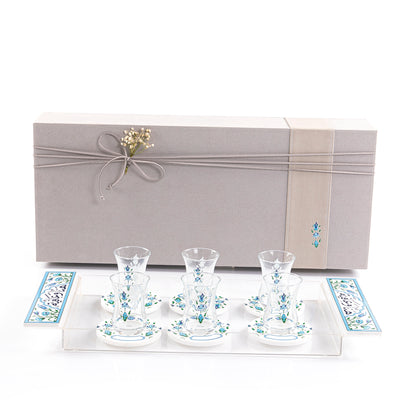 Patterned Acrylic Box with Tea and Coffee Cups in Gift Box - Medium