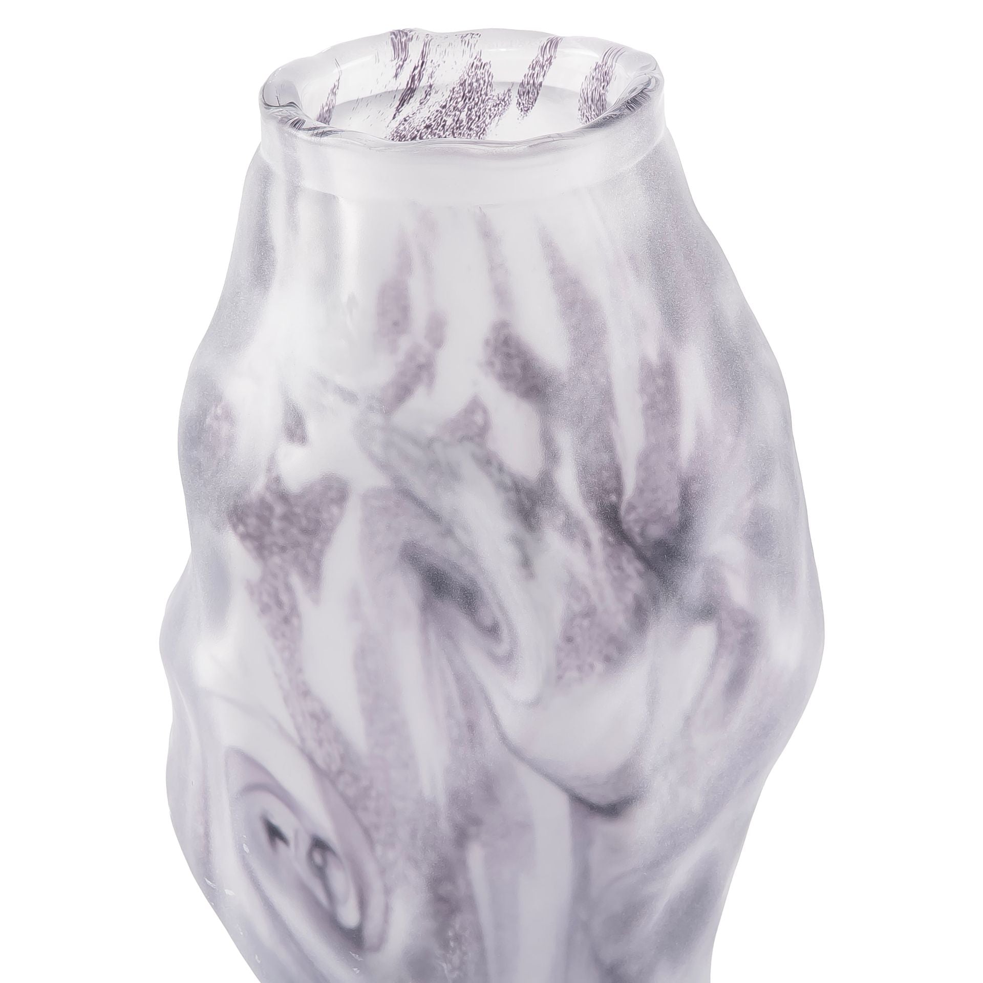 Light purple irregular-shaped marble-look glass vase