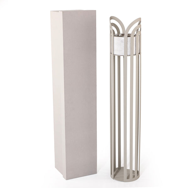 مبخر معدني رمادي بقاعدة رخامية بيضاء مع بوكس هدايا
