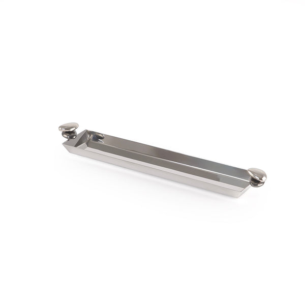 Elegance long stainless steel serving tray - small