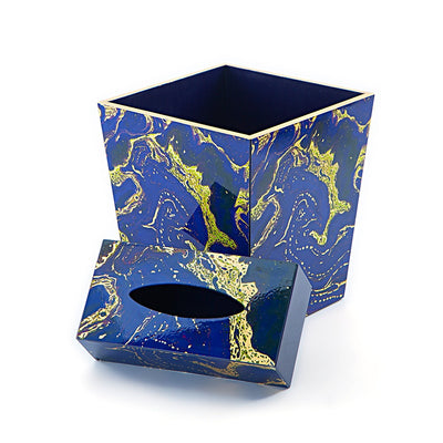 سلة مهملات مع علبة مناديل