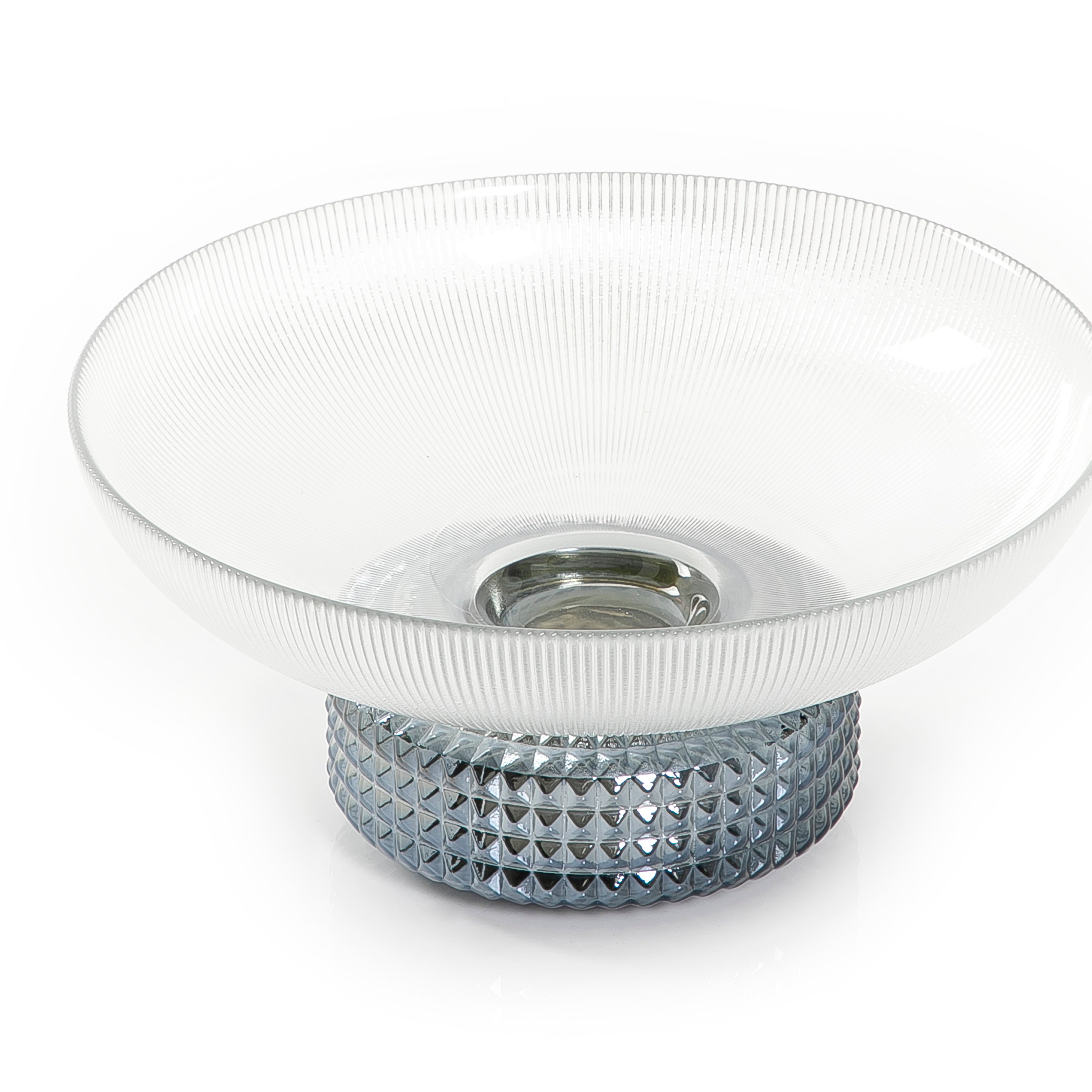 Glass round Bowl With Blue Base